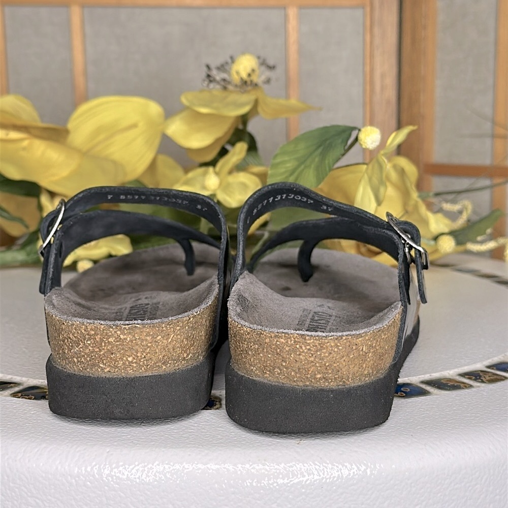 Helen Toe Post Black Ladies Mephisto Sandals made in France size 37 US 7 - Picture 6 of 16